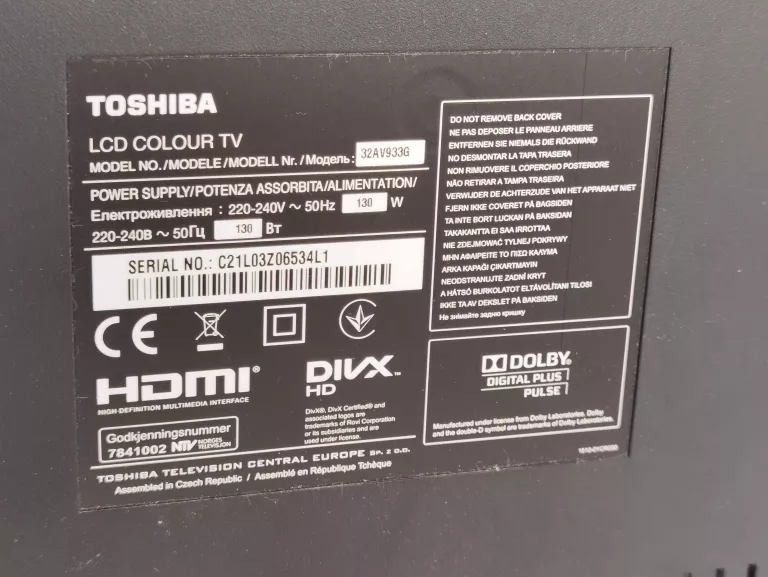 TELEWIZOR TOSHIBA LCD TOSHIBA 32AV933G 32"
