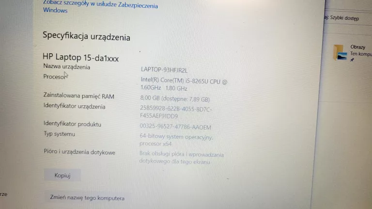 LAPTOP HP 15-DA1018NW I5 OKAZJA !!!