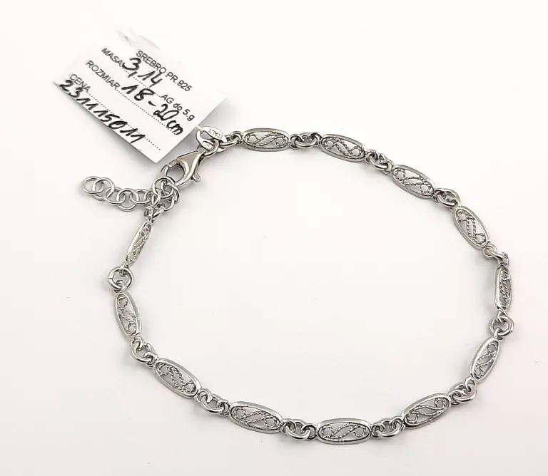 ŚLICZNA SREBRNA BRANSOLETKA 3,14G 18-20CM