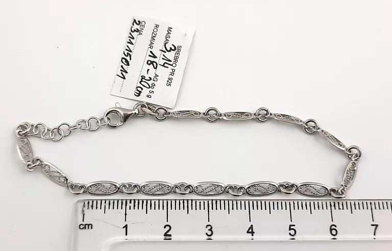 ŚLICZNA SREBRNA BRANSOLETKA 3,14G 18-20CM
