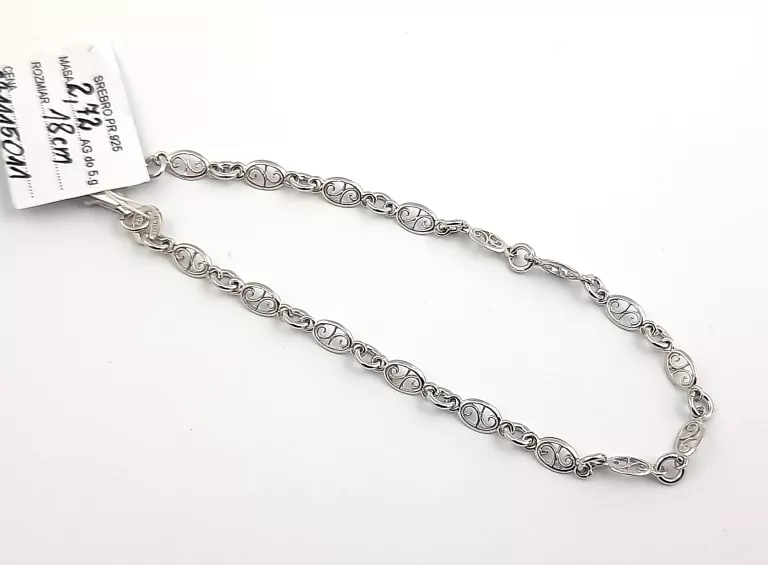 ŚLICZNA SREBRNA BRANSOLETKA 2,72G 18CM