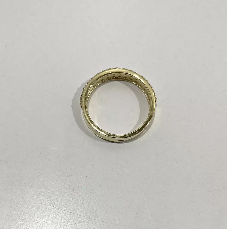 ZŁOTA SZEROKA OBRĄCZKA Z CYRKONIAMI CT.585 R.17