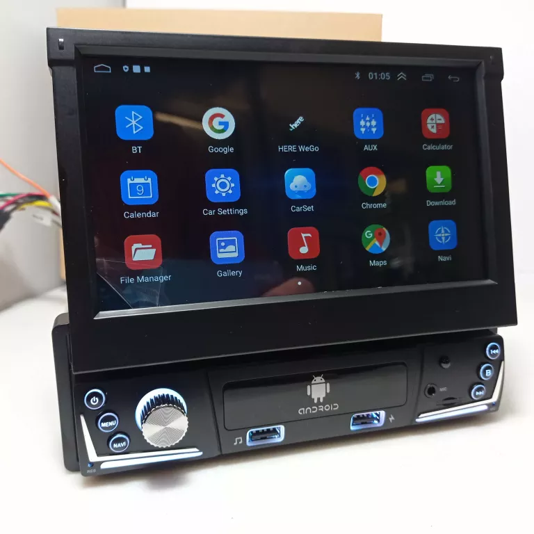 RADIO 1 DIN ANDROID 10 BT 7 CALI NAVI WIFI WYSUWANY EKRAN 32GB 2GB