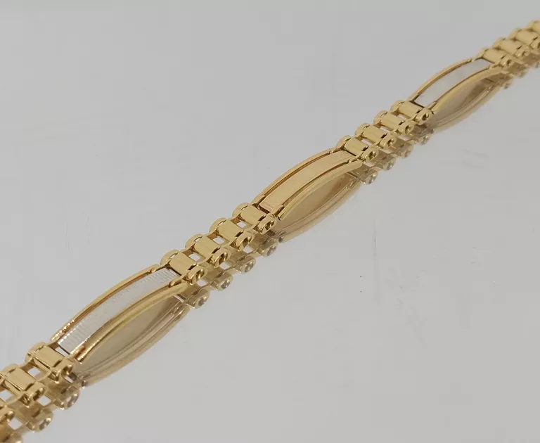 ZŁOTA BRANSOLETKA Z BIAŁYM ZŁOTEM | DAMSKA | 585 | 12,39G | 22 CM