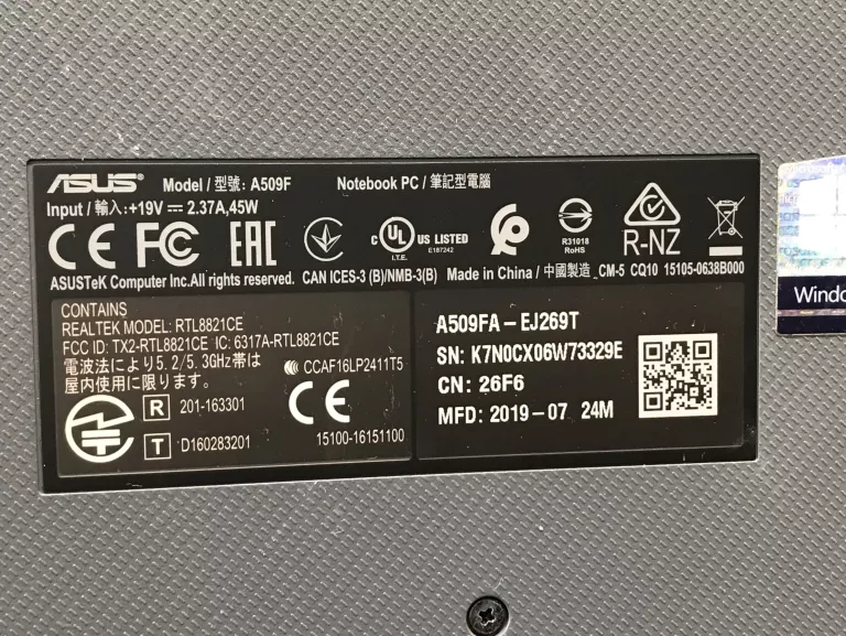 ASUS A509FA I5/8GB/256GB/INTEL/ŁAD