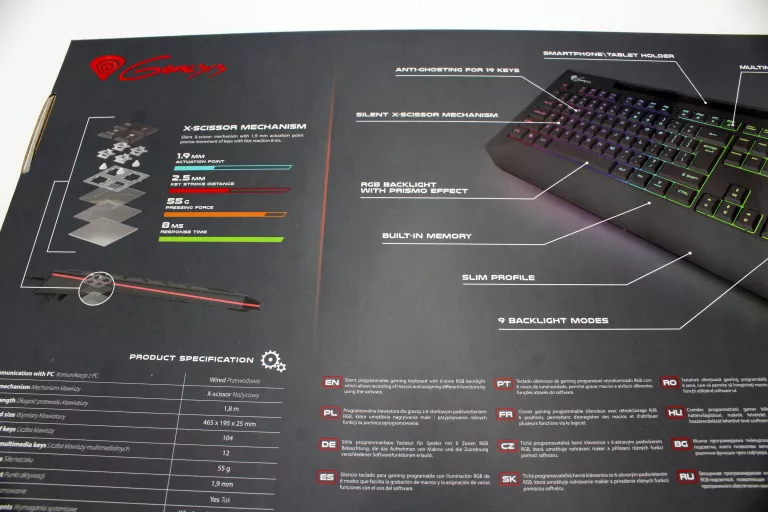 KLAWIATURA DLA GRACZY GENESIS LITH 400 RGB FABRYCZNIE ZAMKNIĘTA