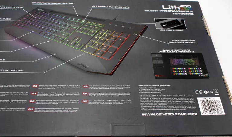KLAWIATURA DLA GRACZY GENESIS LITH 400 RGB FABRYCZNIE ZAMKNIĘTA