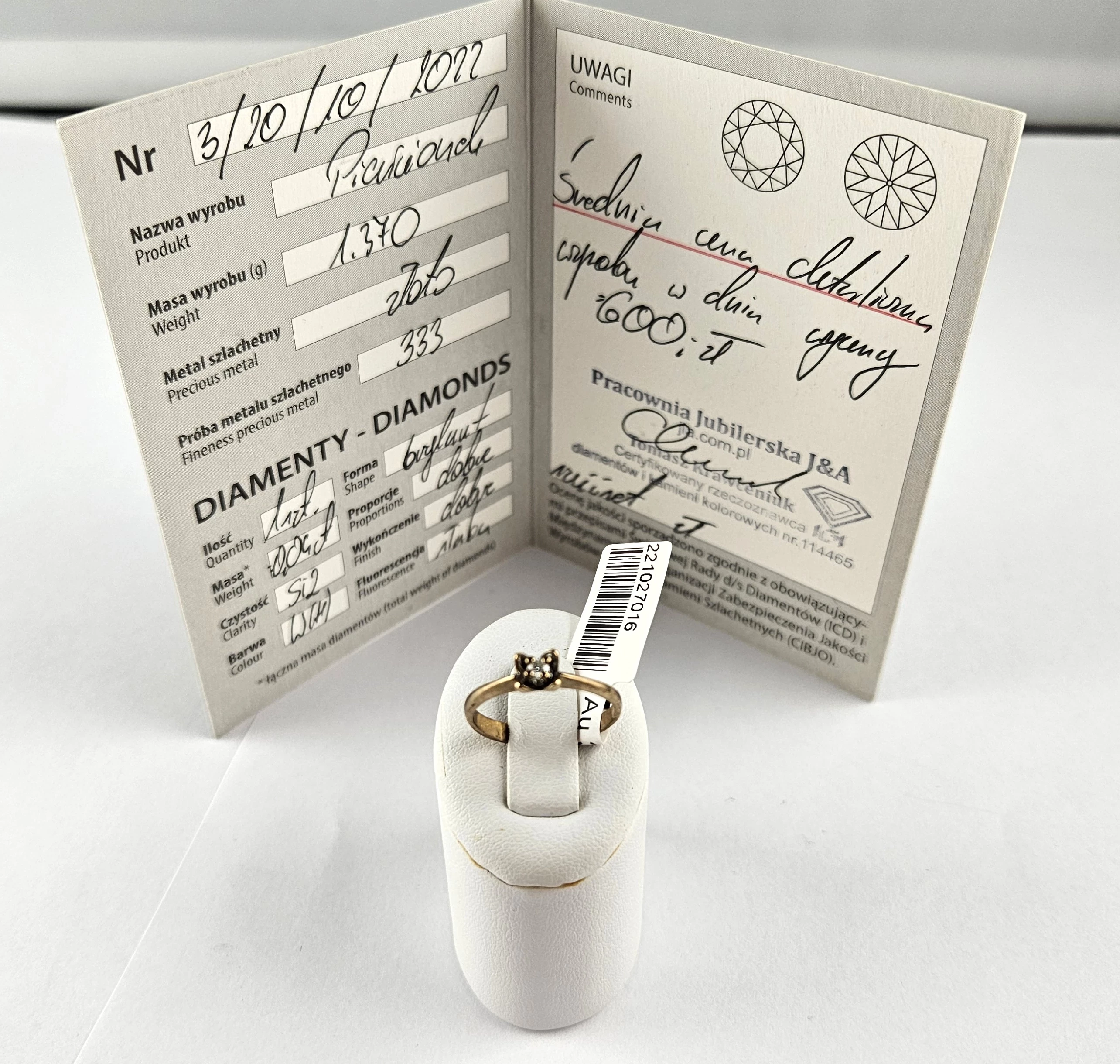 zloty-pierscionek-137g-333-brylant-certyfikat-wyzwolenia-30-32-szczecin-rs