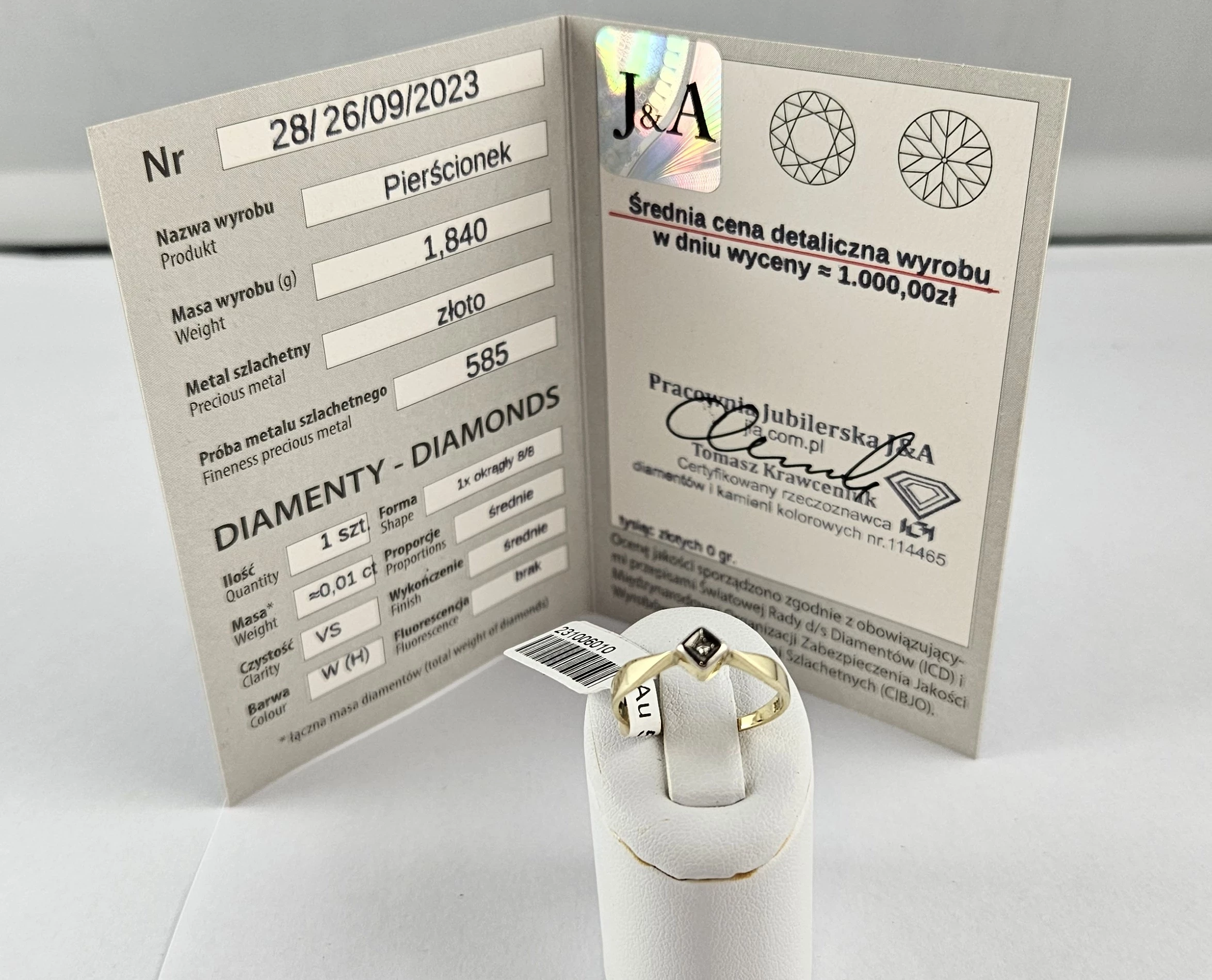 zloty-pierscionek-184g-585-diament-certyfikat-wyzwolenia-30-32-szczecin-rs