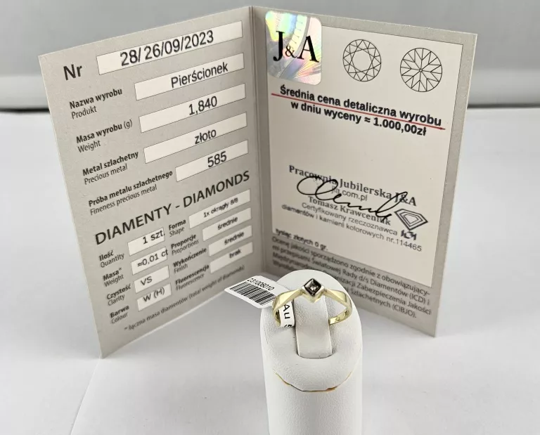 zloty-pierscionek-184g-585-diament-certyfikat-wyzwolenia-30-32-szczecin-rs
