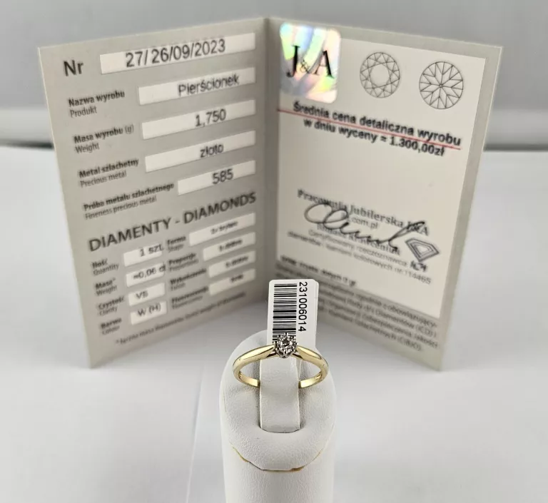 zloty-pierscionek-175g-585-brylant-certyfikat-wyzwolenia-30-32-szczecin-rs
