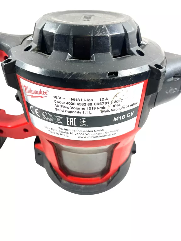 ODKURZACZ PRZEMYSŁOWY MILWAUKEE M18 CV-0 18 W