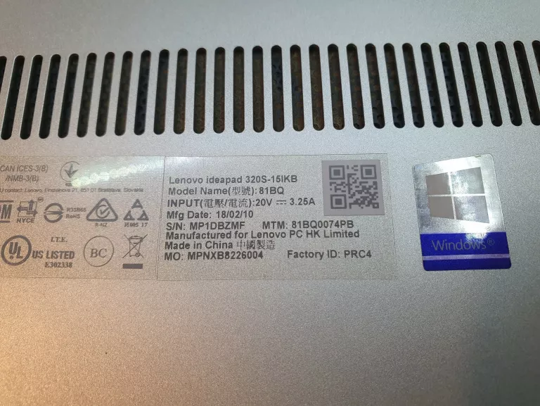 LAPTOP LENOVO IDEAPAD 320S INTEL CORE I5-8250U/8GBRAM/256GB SSD