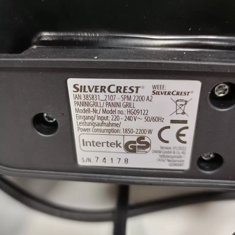 GRILL OPIEKACZ SILVERCREST SPM 2200