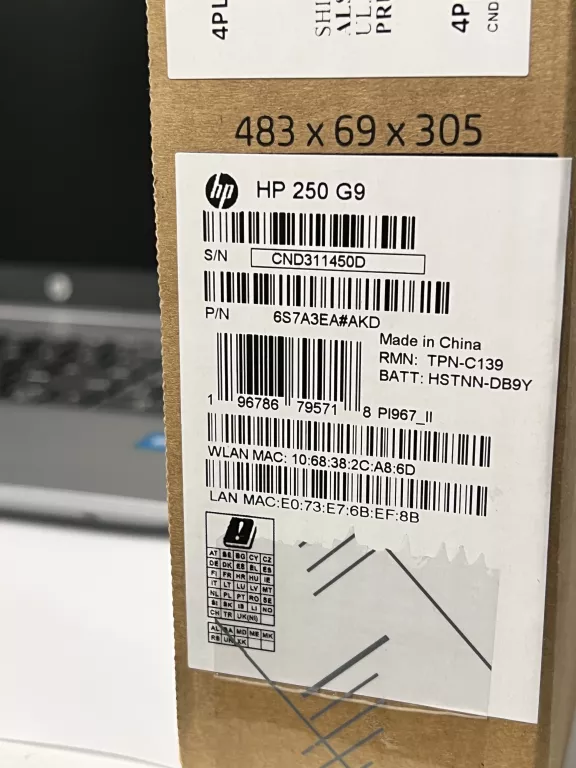 LAPTOP HP 250 G9 6S7A3EA