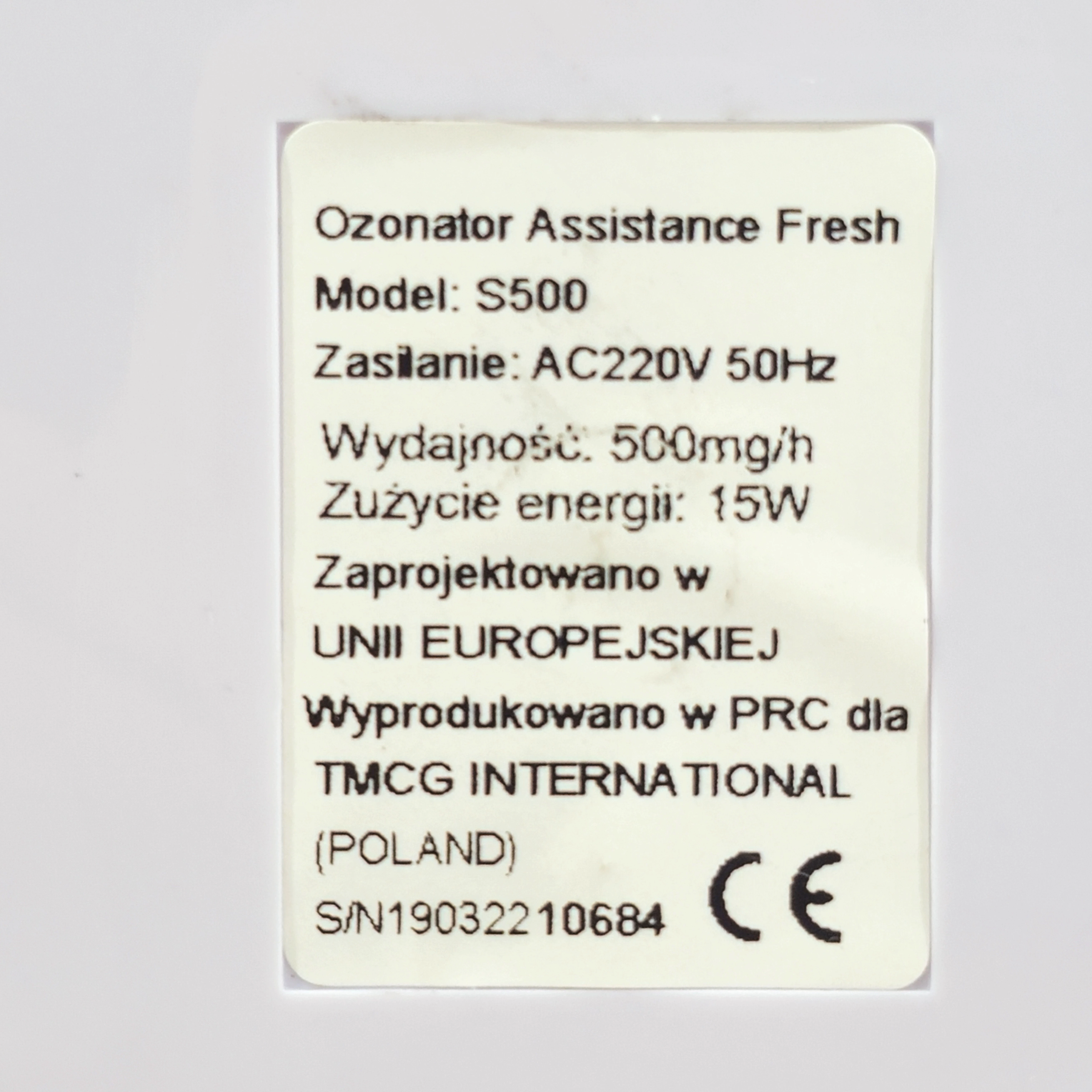 assistance-fresh-model-s500-ozonator-kod-producenta-s500