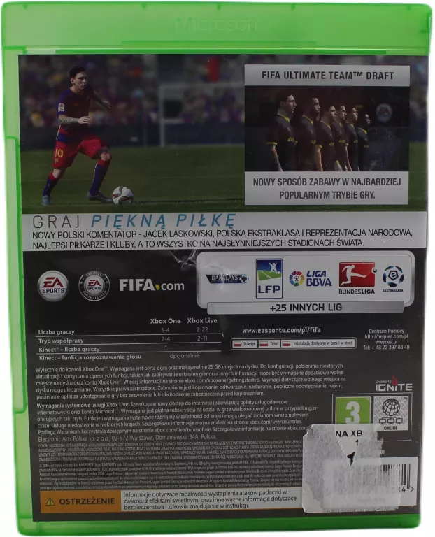 FIFA 16 GRA NA KONSOLĘ XBOX ONE / PEGI 3 POLSKA WERSJA JĘZYKOWA