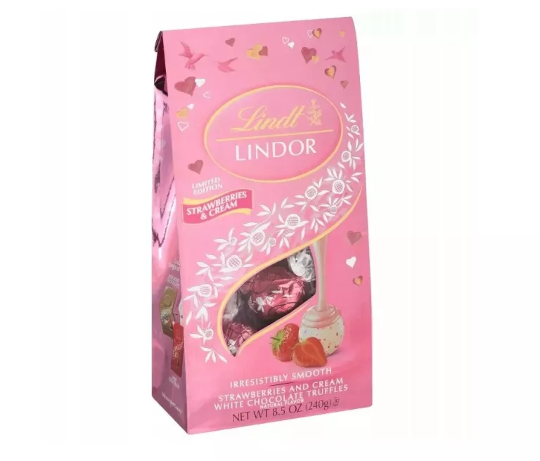 CZEKOLADKI LINDT LINDOR PRALINY TRUSKAWKOWE 100G