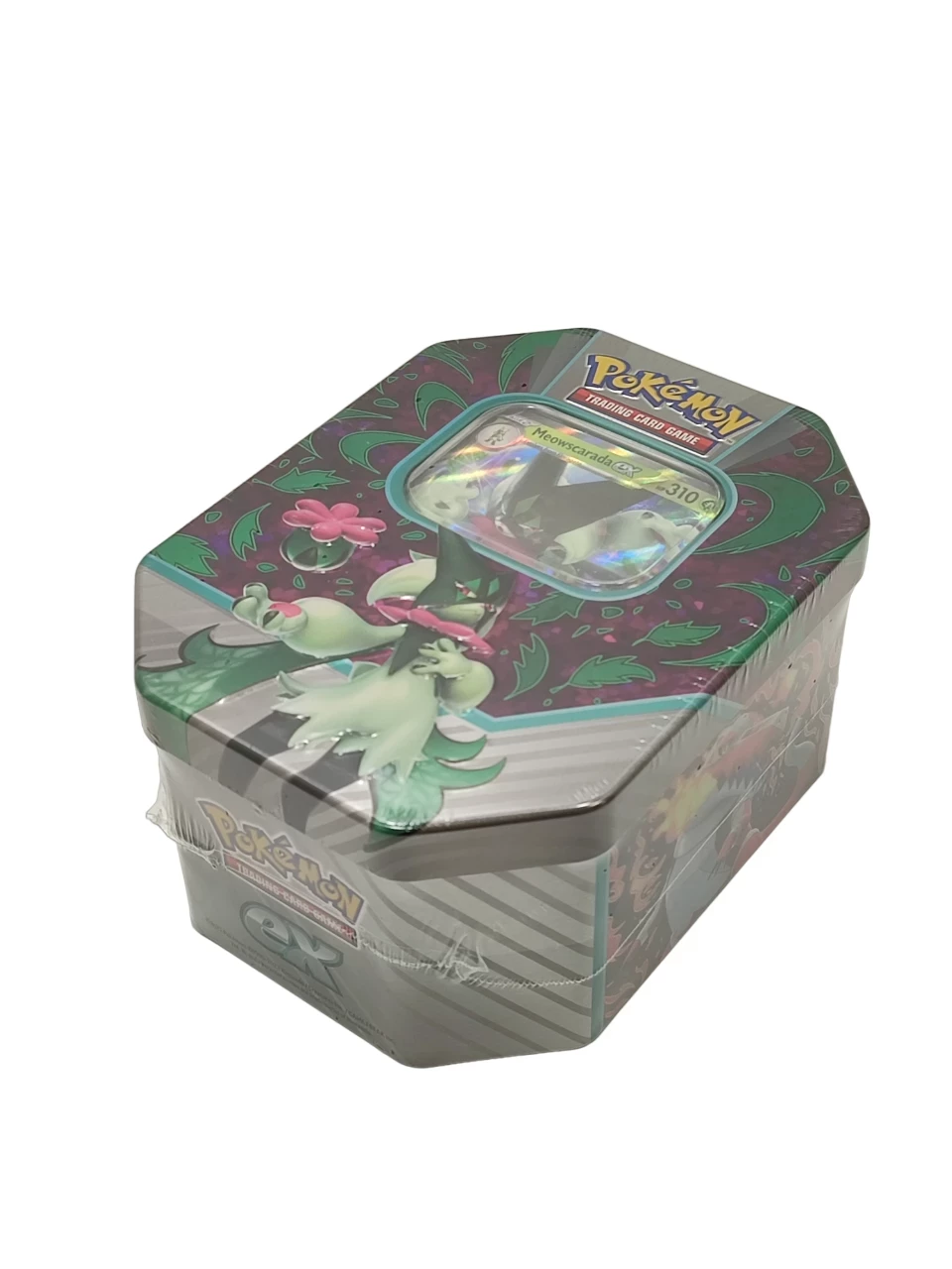 karty-pokemon-tcg-tin-puszka-meowscrarada-ex-zielone-nazwa-pokemon-tcg-paldea-partners-tin-quaquaval