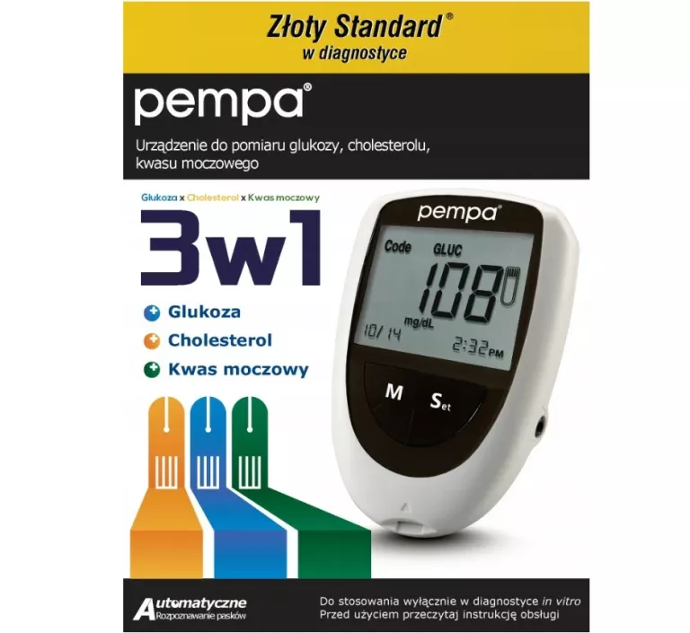 PEMPA BK6-40M 3W1, URZĄDZENIE DO POMIARU GLUKOZY, CHOLESTEROLU I KWASU MOC