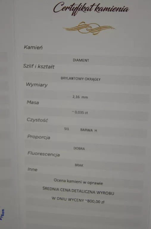 ZŁOTY PIERŚCIONEK Z BRYLANTEM 585 14K 2,67G 0,035CT R8