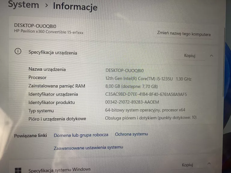 LAPTOP HP PAVILION X360 CONVERTIBLE 15-ER1XXX +ŁAD