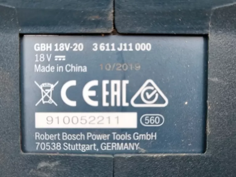 MŁOTOWIERTARKA BOSCH GBH 18V-20 600W SDS PLUS 1,7J 1800RPM +AKU 4AH 10V