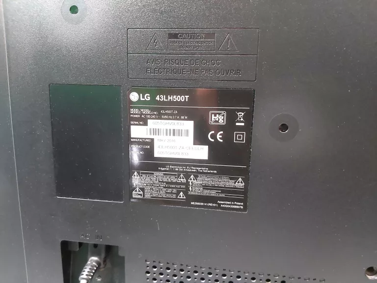 TELEWIZOR LED LG 43LH500T 43" FULL HD CZARNY