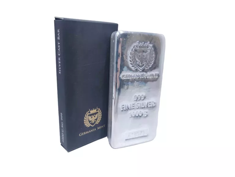 SZTABKA SREBRA GERMANIA MINT PRÓBA 999 WAGA 1000G 1KG