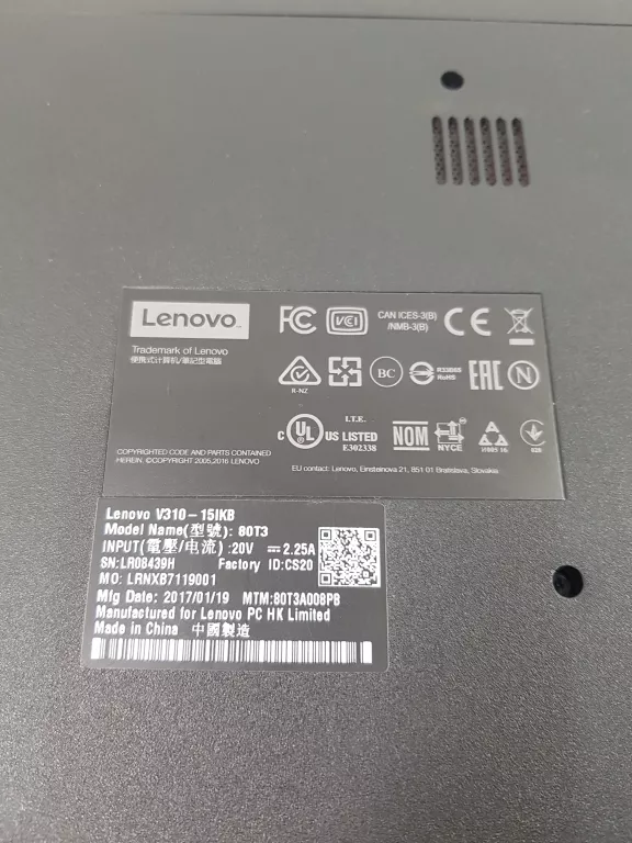 LAPTOP  LENOVO V310 15IKB + TORBA