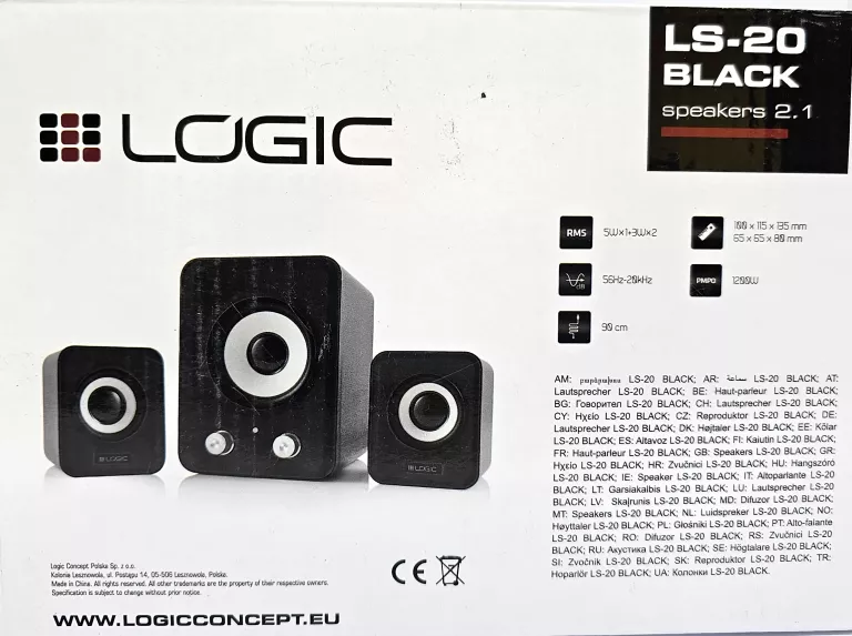 LOGIC LS-20 CZARNE GŁOŚNIKI 2.1 PC