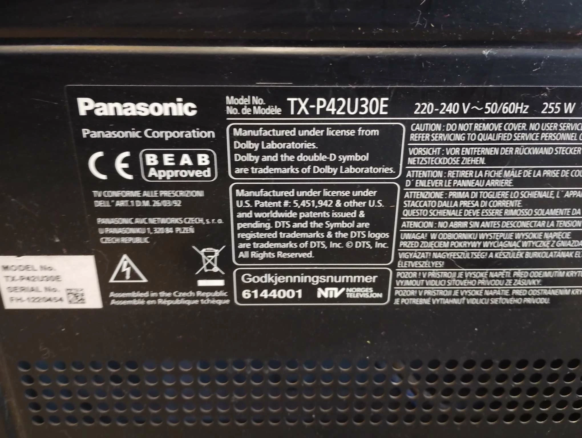 telewizor-panasonic-tx-p42u30e-plazma-kod-producenta-tx-p42u30e