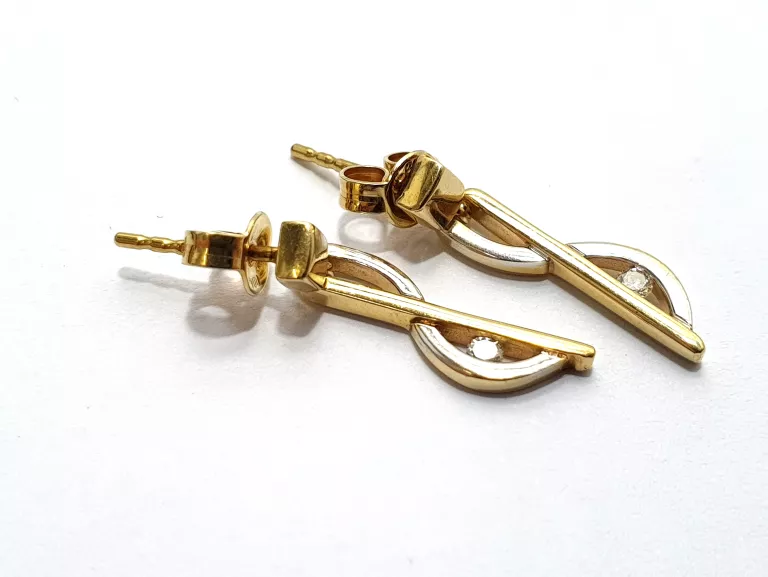 ZŁOTE KOLCZYKI Z BRYLANTAMI 2X0,8CM PR585 2,86G