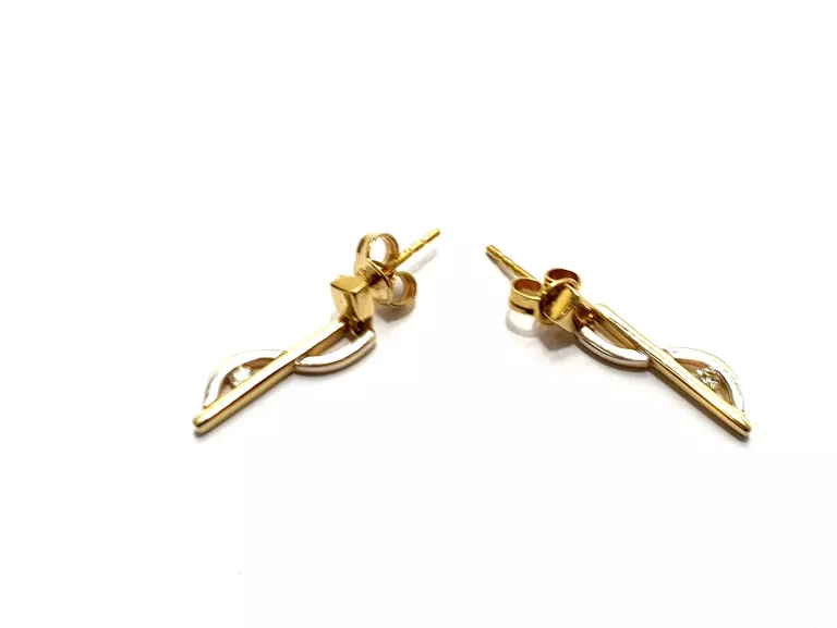 ZŁOTE KOLCZYKI Z BRYLANTAMI 2X0,8CM PR585 2,86G