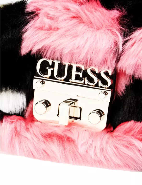 TOREBKA GUESS Z FUTERKIEM CZERŃ BIEL MAGENTA