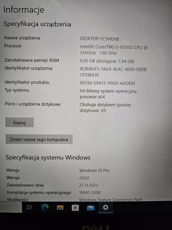 DELL INSPIRON 13 I5 8/256GB DOTYKOWY
