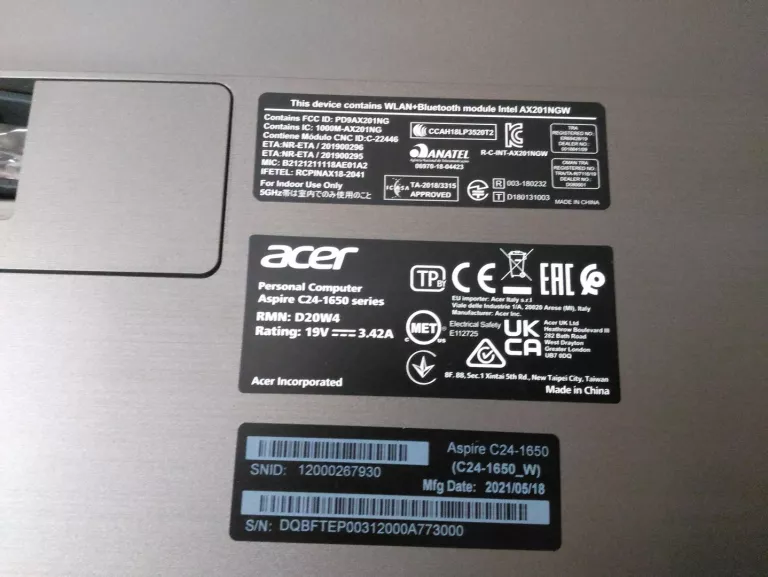 KOMPUTER ACER C24-1650 I3 3GHZ 256/4 GB 24"