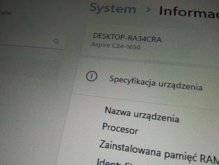 KOMPUTER ACER C24-1650 I3 3GHZ 256/4 GB 24"