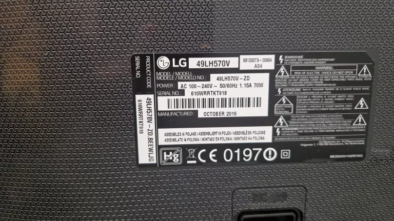 TELEWIZOR LED LG 49LH570V 49" FULL HD CZARNY