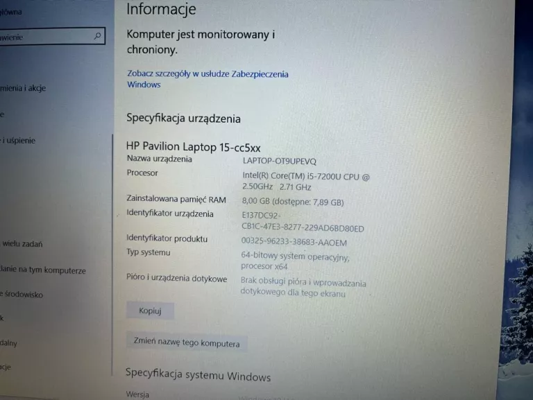 LAPTOP HP PAVILION 15-CC502NW INTEL CORE I5 7 GEN 8/1000 GB