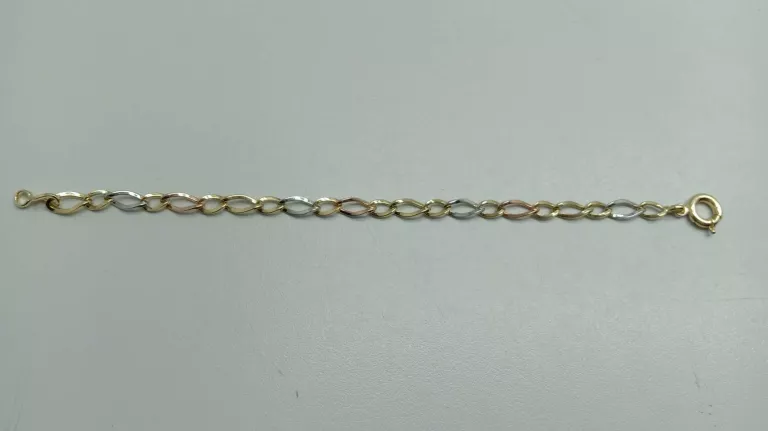 ZŁOTA BRANSOLETKA TRZY KOLORY ZOŁOTA PR:585 G:3,84 19CM