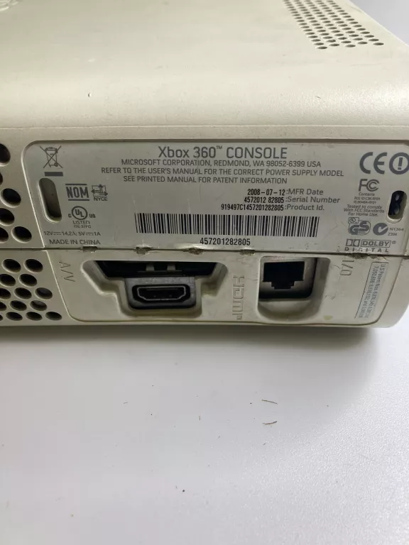 KONSOLA MICROSOFT XBOX 360 BIAŁY +KAB+PAD