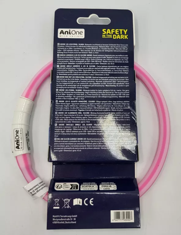 OBROŻA ŚWIETLNA LED ANIONE S-M SILIKON RÓŻOWA
