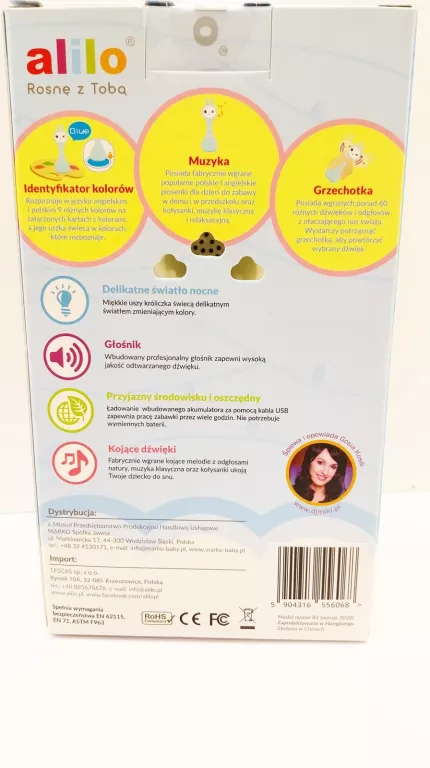 GRZECHOTKA INTERAKTYWNA ALILO SMARTY BUNNY ŻÓŁTA