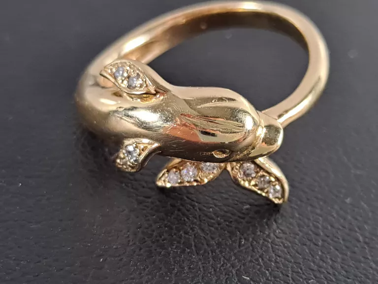 zloty-pierscionek-delfin-brylanty-007ct-585-460g-r9-stan-uzywany