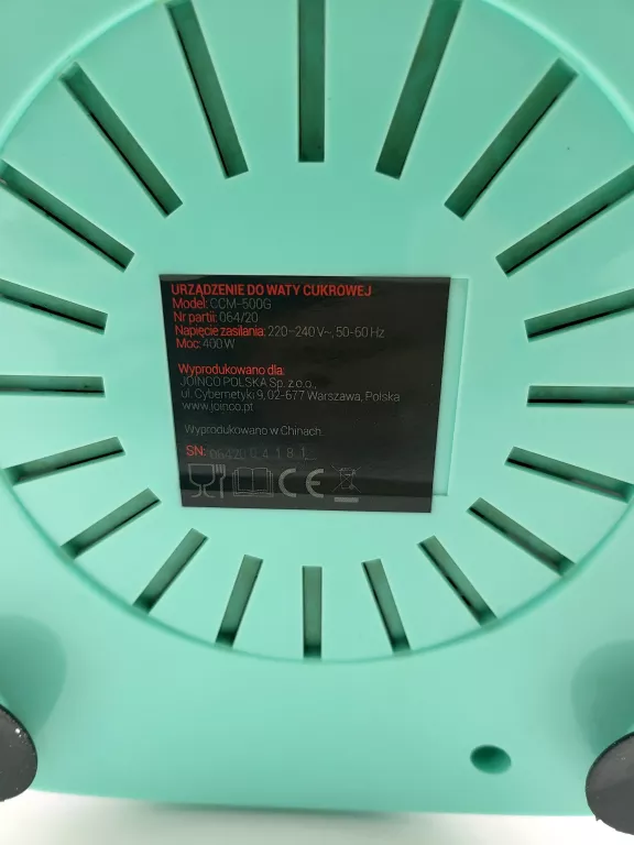 MASZYNA DO WATY CUKROWEJ HOFFEN CCM-500G BIAŁY 400 W