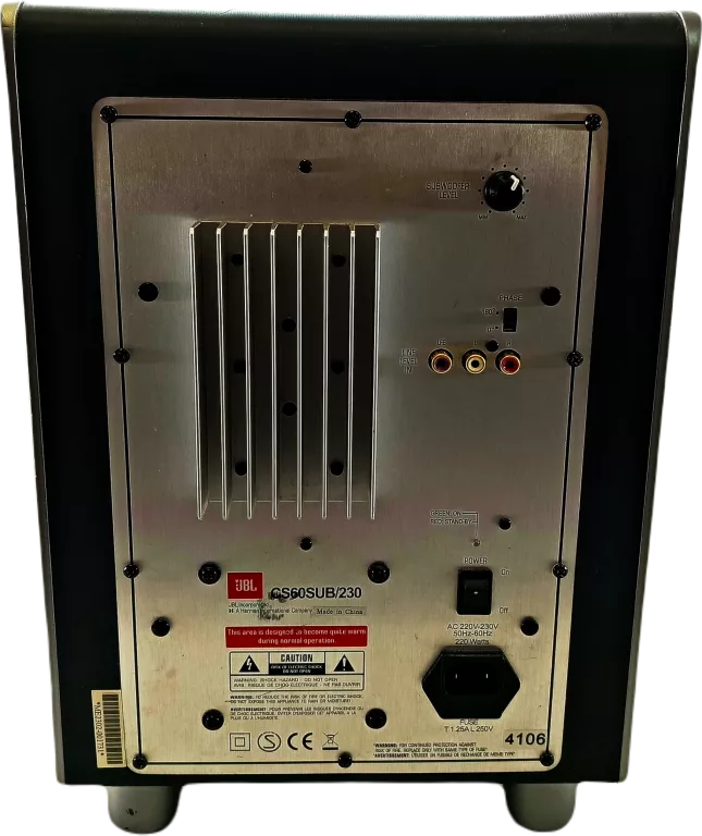 NIEDROGI SUBWOOFER AKTYWNY JBL CS60SUB/230 220 W BRAK KABLA ZASILAJĄCEGO