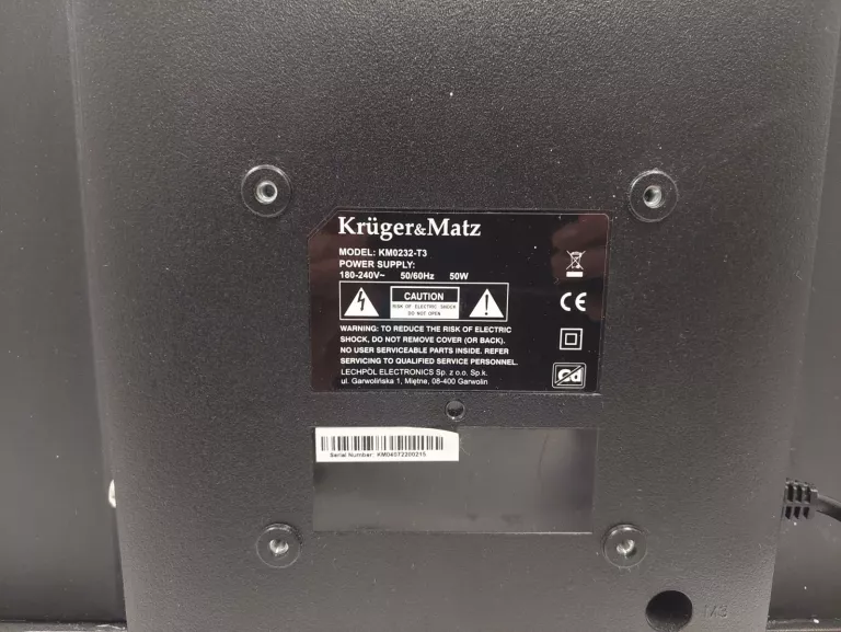 TELEWIZOR KRUGER MATZ KM0232-T3 PILOT - USZKODZONA MATRYCA - NA CZĘŚCI