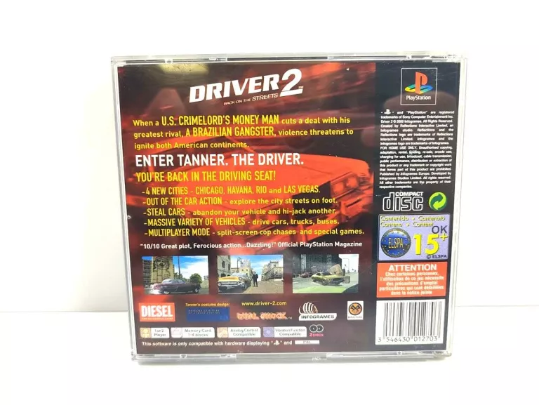GRA DRIVER 2: BACK ON THE STREETS PS1 PSX PLAYSTATION