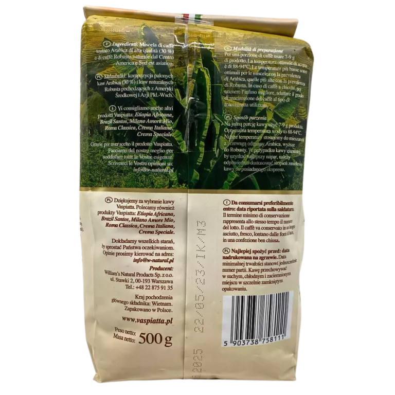 KAWA VASPIATTA CREMA NATURALE ARABICA/ROBUSTA 500G